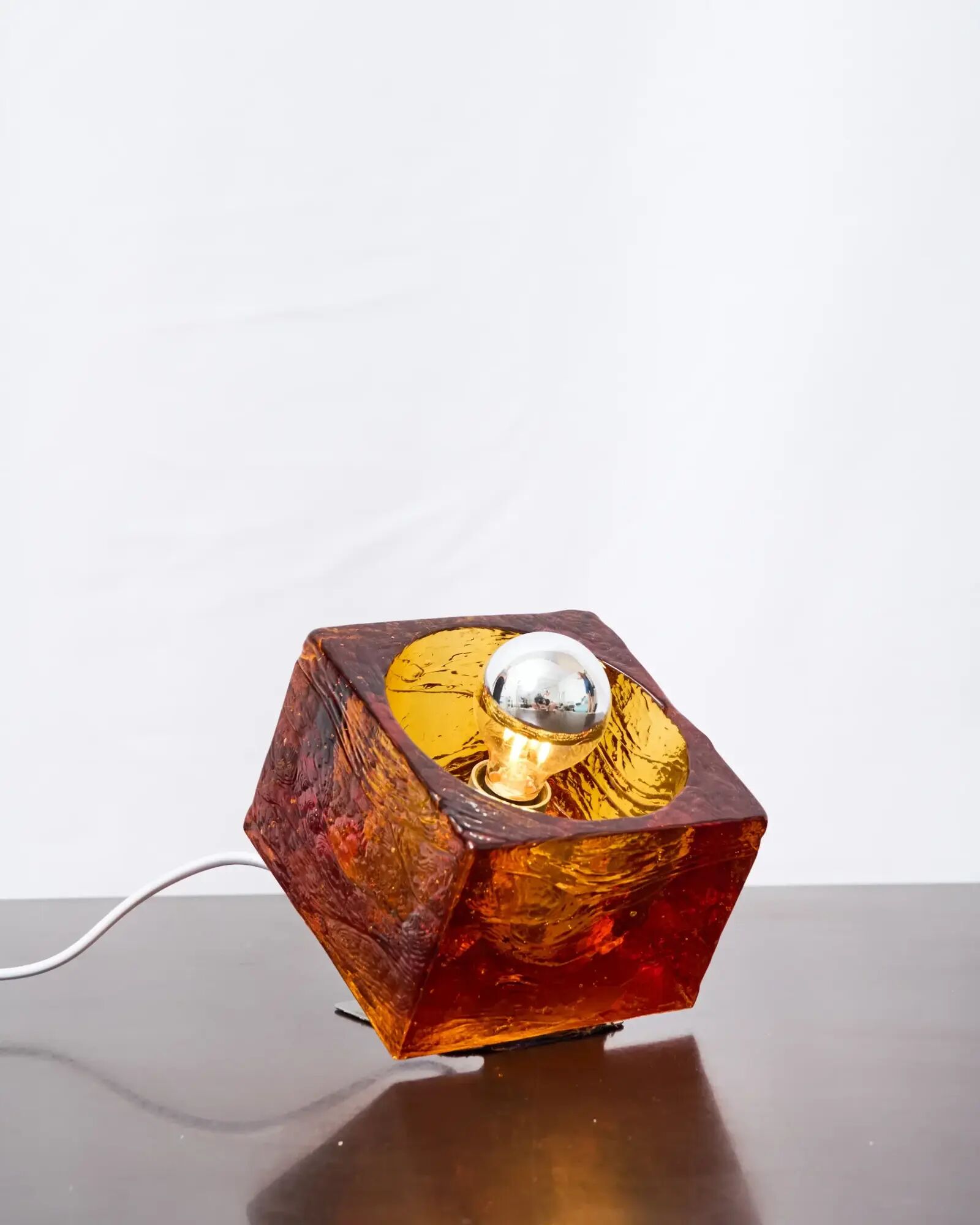 Cubic table lamp "Coca" in Murano glass, Italy, 1970s