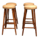Tabourets de bar bistrot en chêne et cuir