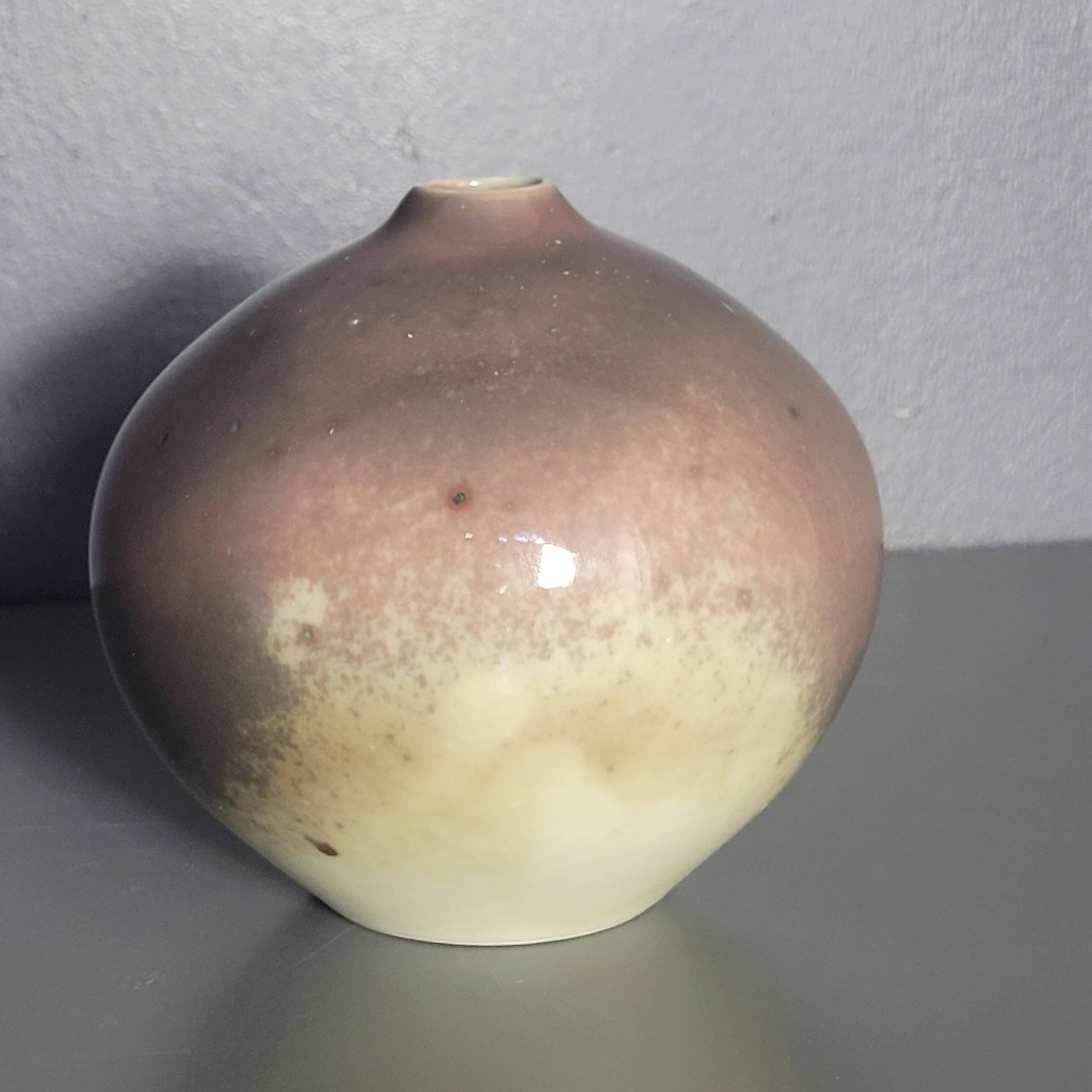 Fance Franck brown enameled ceramic ball vase
