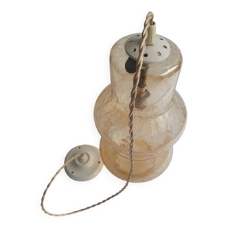Grande suspension baladeuse en verre marron vintage
