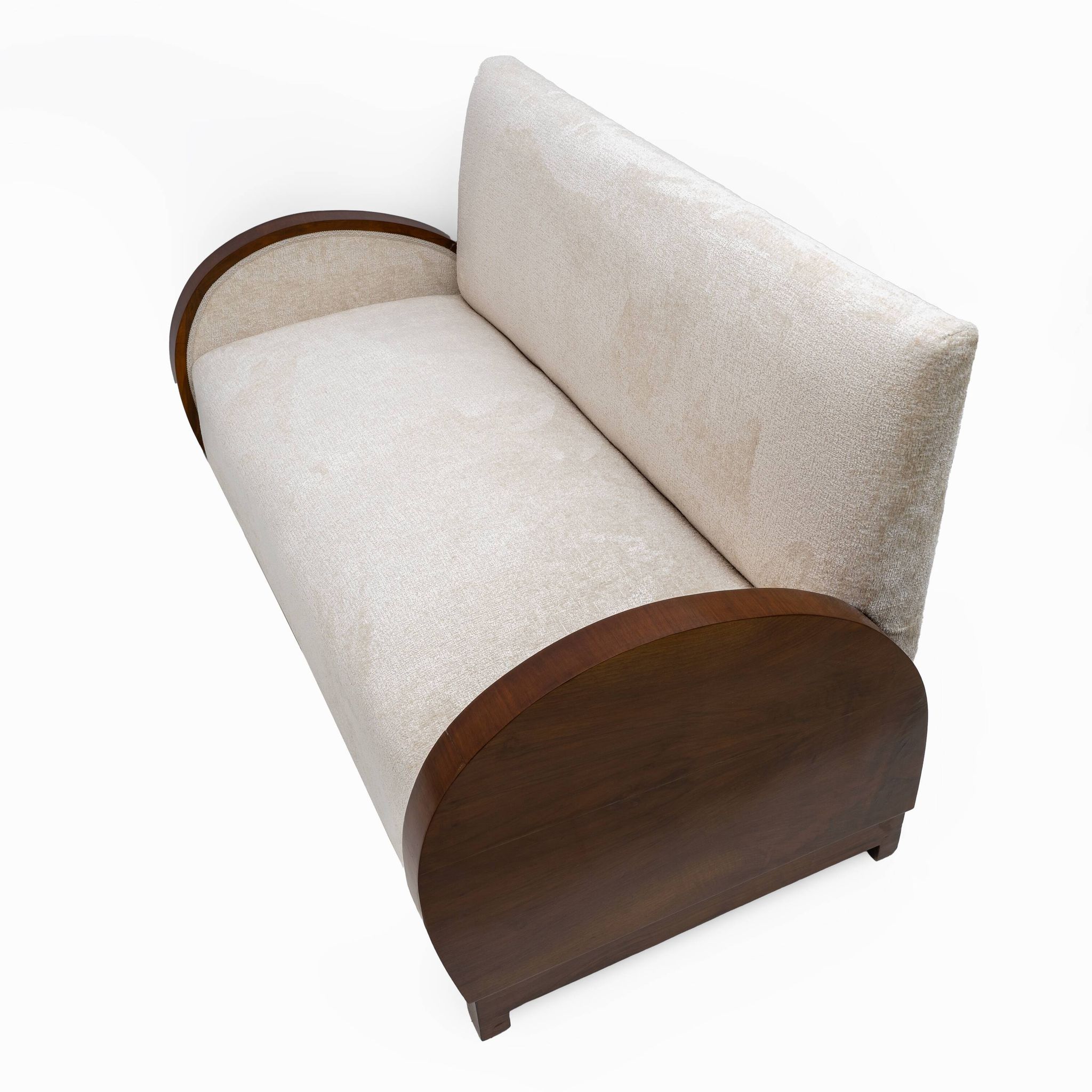 Art Deco Bouclè and Walnut Loveseat, Italy, 1930s