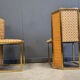 Romeo Rega set of 4 dining chairs in brass and wicker for Mario Sabot, 1970s