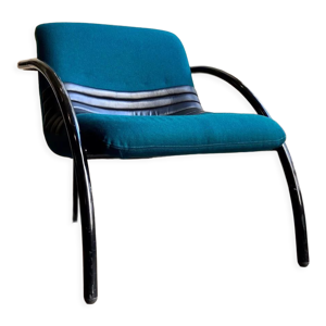 Fauteuil en laine bleu canard,