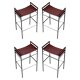 Jeu de 4 tabourets de bar artisans contemporains Cuir cognac et métal engomé noir