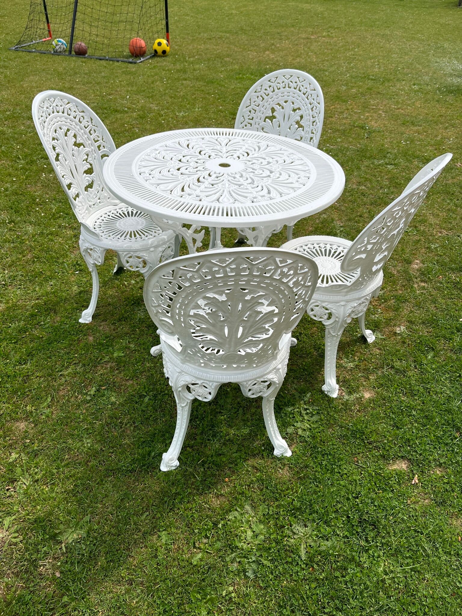 Old white rock garden furniture