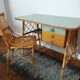 Bureau Louis Sognot et sa chaise en rotin