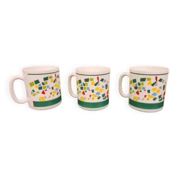 Set of 3 vintage “8 to 8” mugs – 1980s