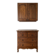 Set of chest of drawers and tall antique furniture in dark oak.