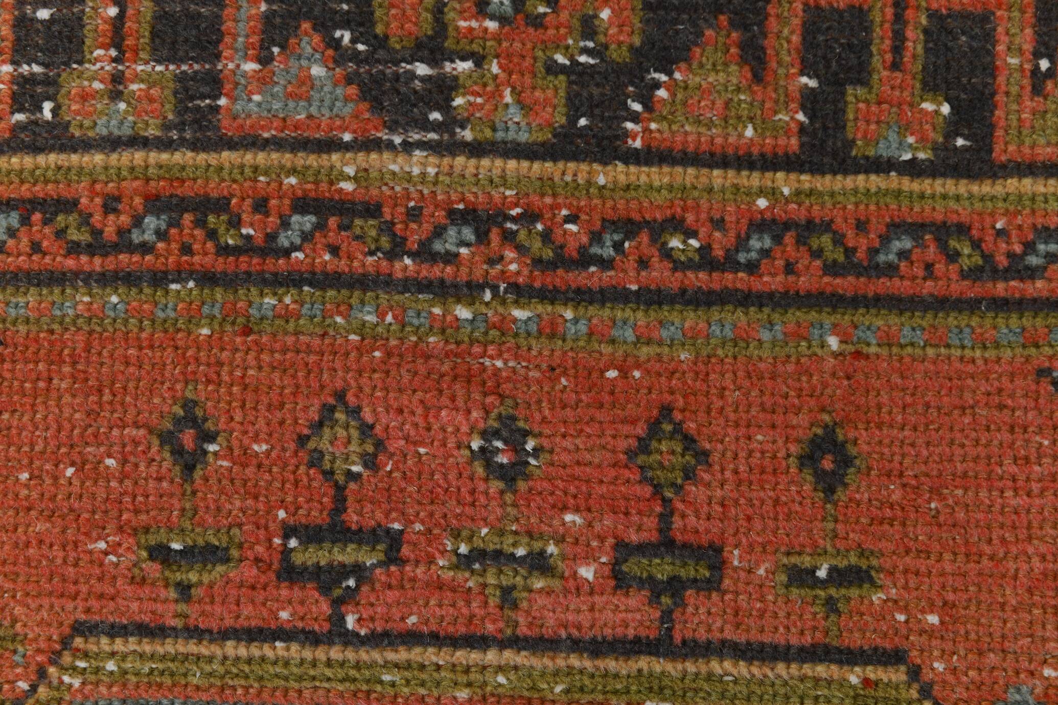 3x11 Vintage Terracotta Oriental Pattern Turkish Runner Rug, 89x342Cm