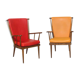 Fauteuils « Éventail »  Baumann rouge et jaune orangé années 80
