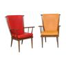 1980s red and orange yellow Baumann chairs