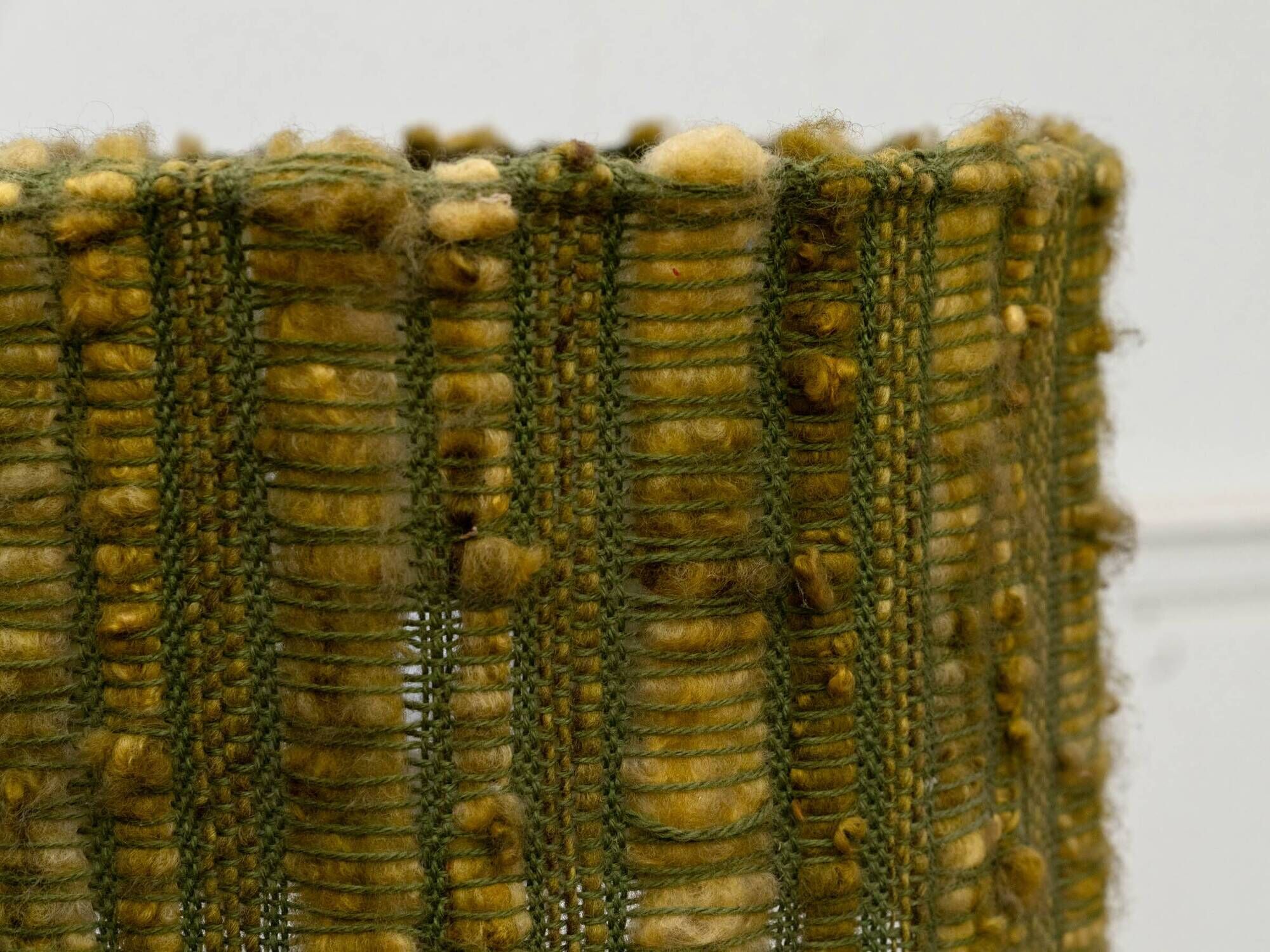 Vintage ceramic lamp with green wool shade, 1960s.