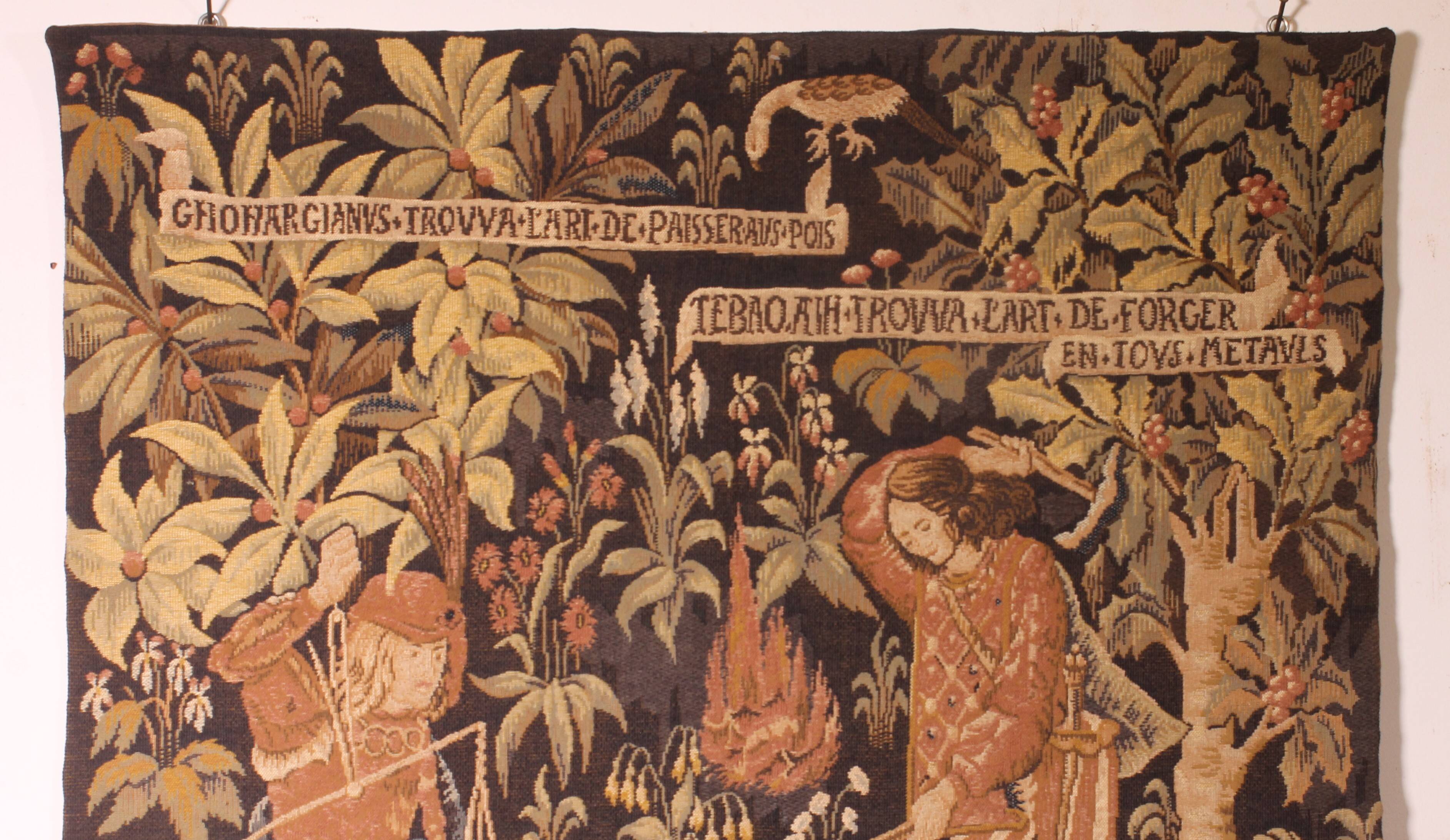 tapisserie représentant la pesée et l'art de forger