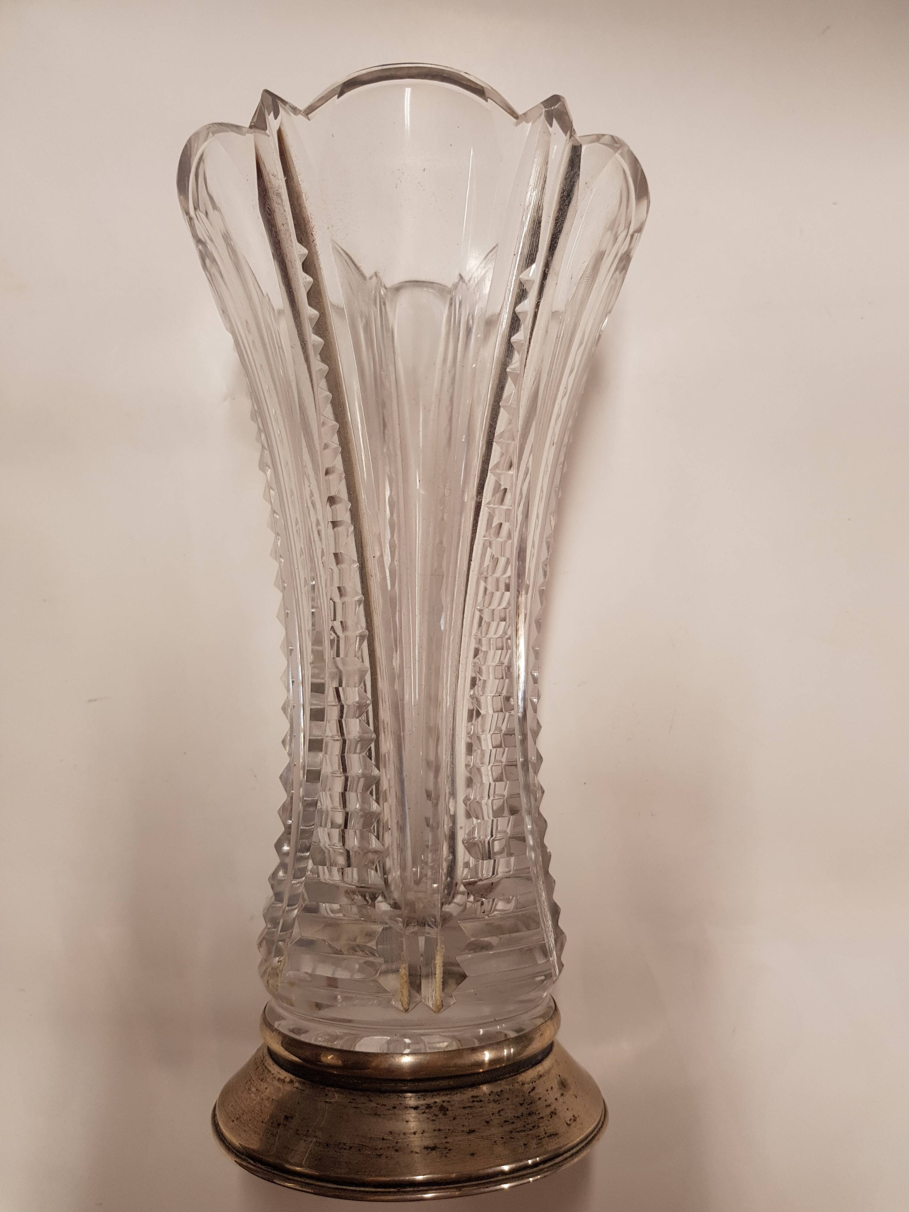 Vase cristal et argent 1930
