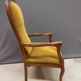 Voltaire armchair yellow velvet 19th century mahogany