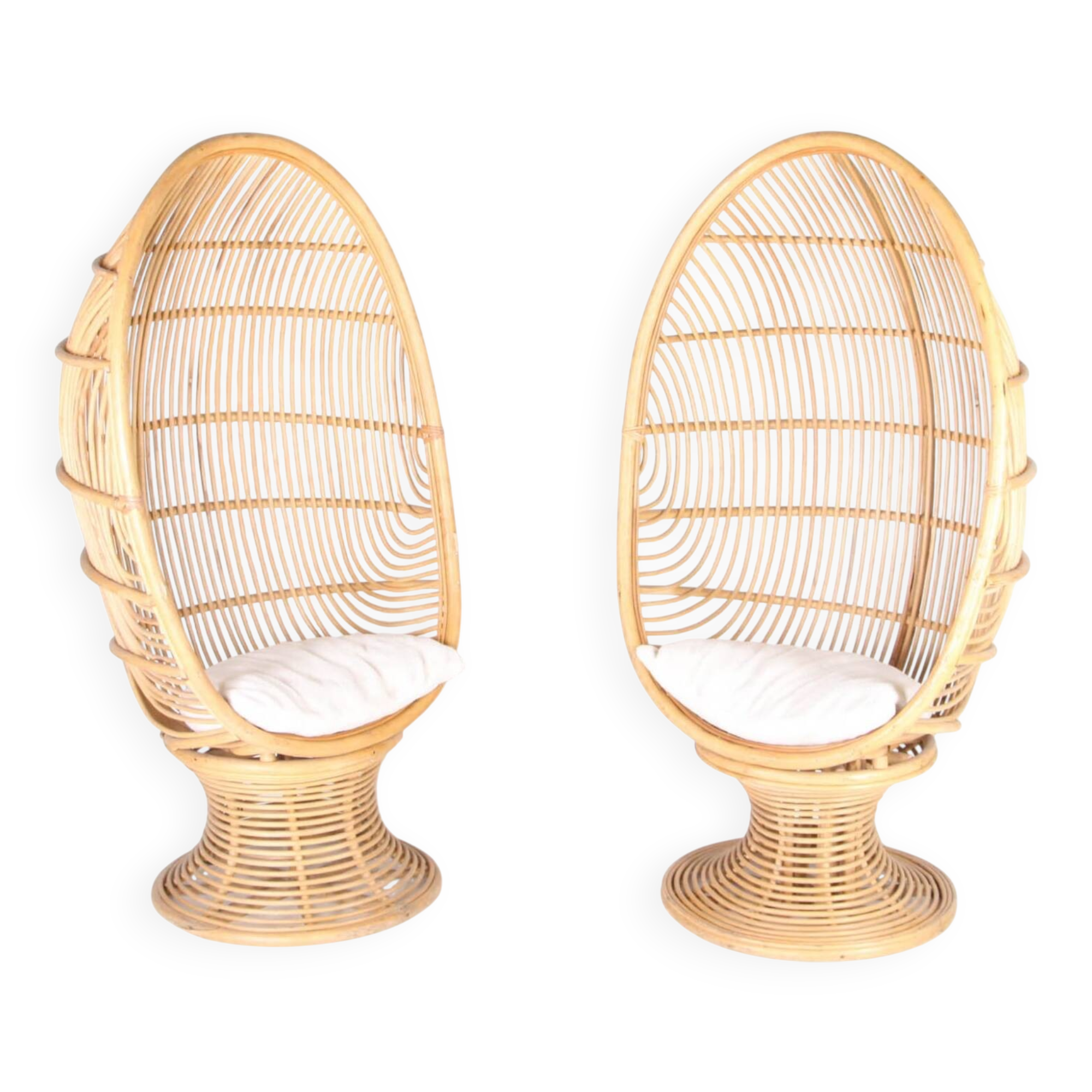 Pair of rattan armchairs