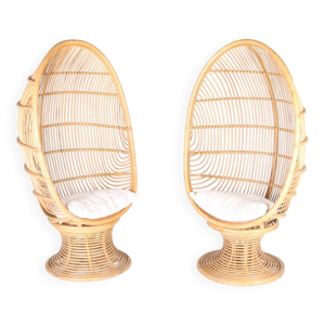 Paire de fauteuils en - rotin