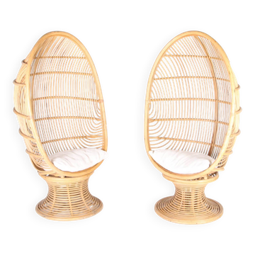 Pair of rattan armchairs