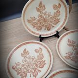 Set 6 assiettes plates grès fleuries
