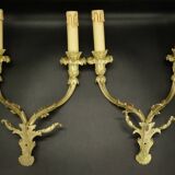 Large pair of Louis XVI style sconces from the 19th century - gilded bronze
