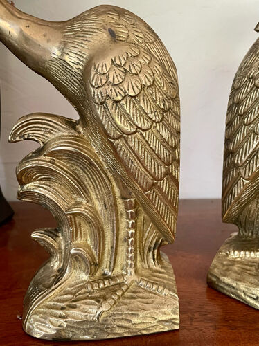 Bookend herons in brass style Art Deco 26cm