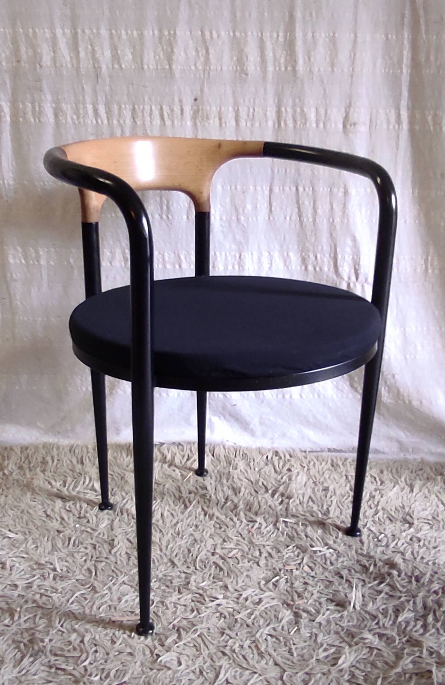 80s metal and wood designer chair