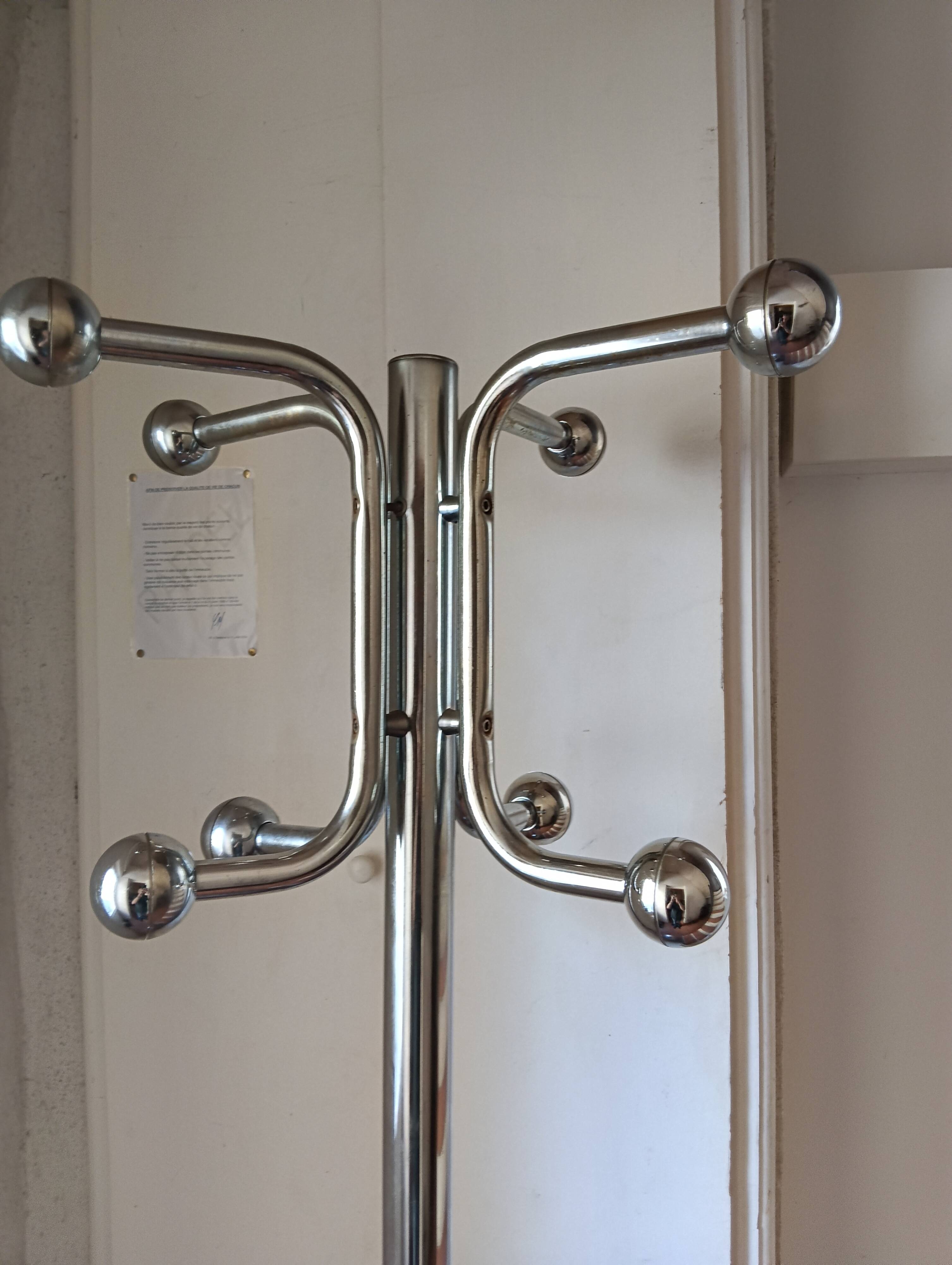 Vintage chrome metal coat rack space age 70s
