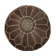 Dark brown leather Moroccan pouf