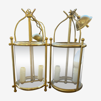 Chandeliers lantern in gilded brass