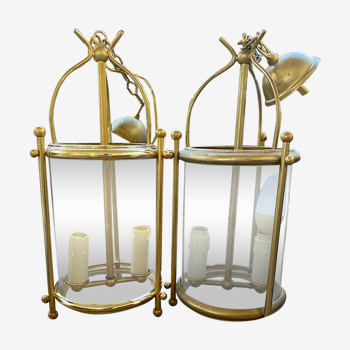Lustres lanterne en laiton doré
