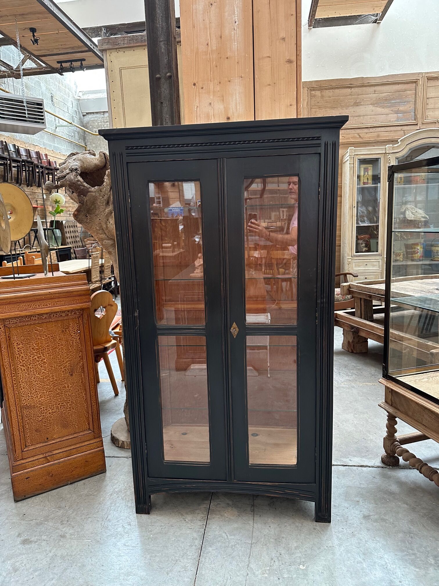 Patinated showcase early twentieth century