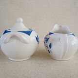 6 Digoin cups and saucers, sugar bowl and milk jug