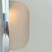 Modernist wall lamp, chrome-plated metal and sandblasted glass, France 1930