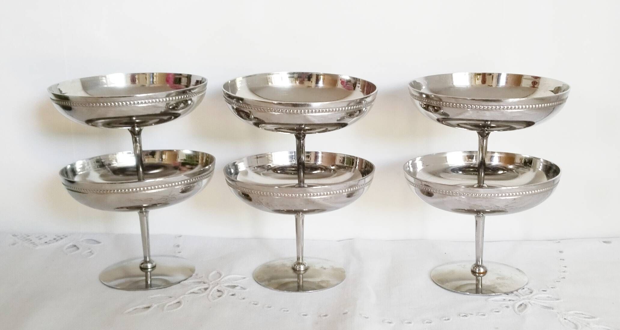 Ice cream or sorbet cups, set of 6, in 18/10 stainless steel (ref 24 / 25)