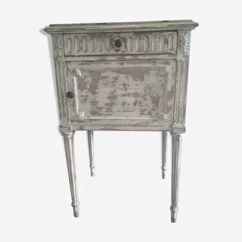 Bleached oak bedside table on very good condition marble
