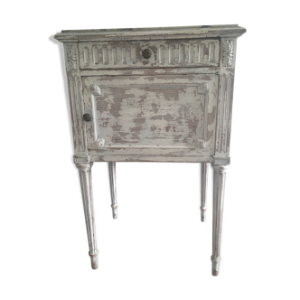 Bleached oak bedside table on very good condition marble