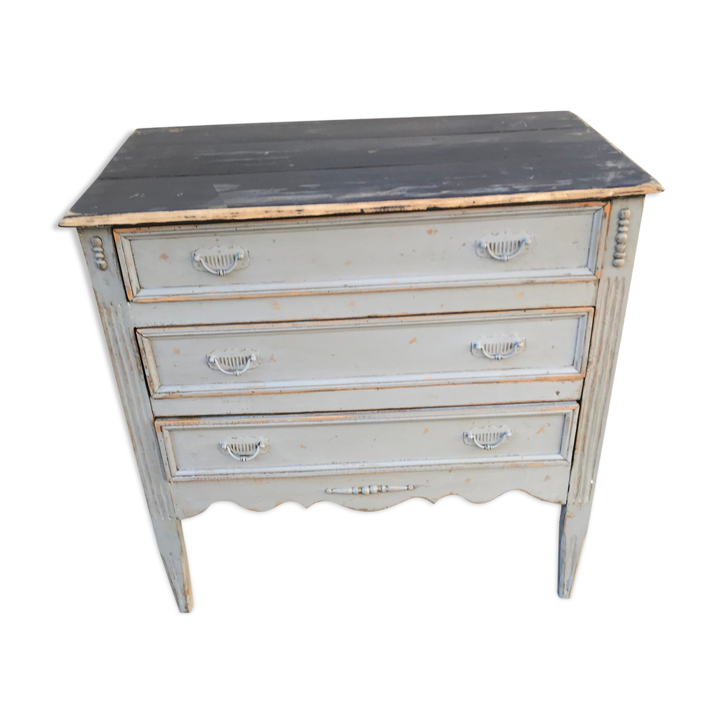 Ancienne commode noir et grise