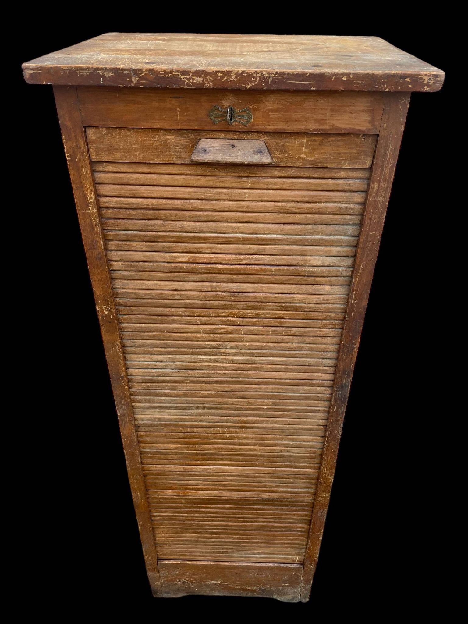 1920s fir curtain file cabinet