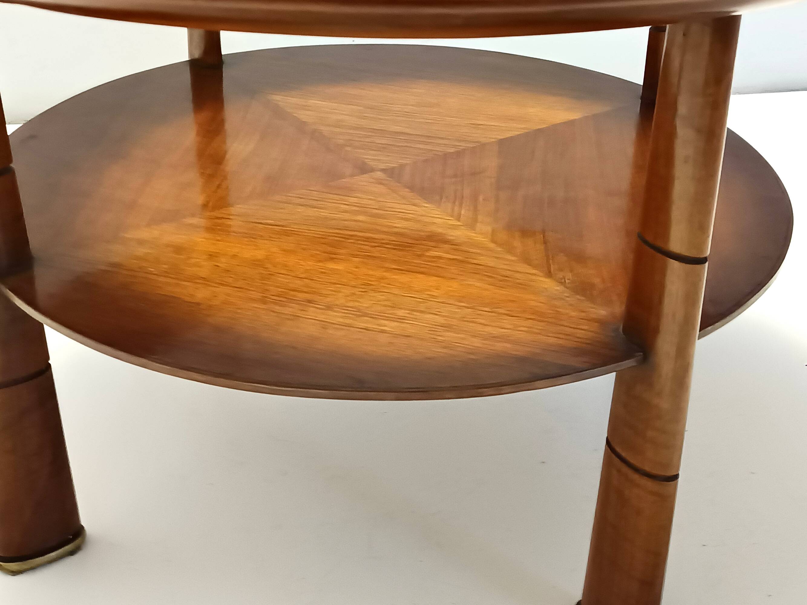 Round Solid Walnut and Crystal Coffee Table attr. to Paolo Buffa, Italy