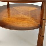 Round Solid Walnut and Crystal Coffee Table attr. to Paolo Buffa, Italy