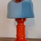 Orange and blue ceramic table lamp with velvet, Italy, 1960s