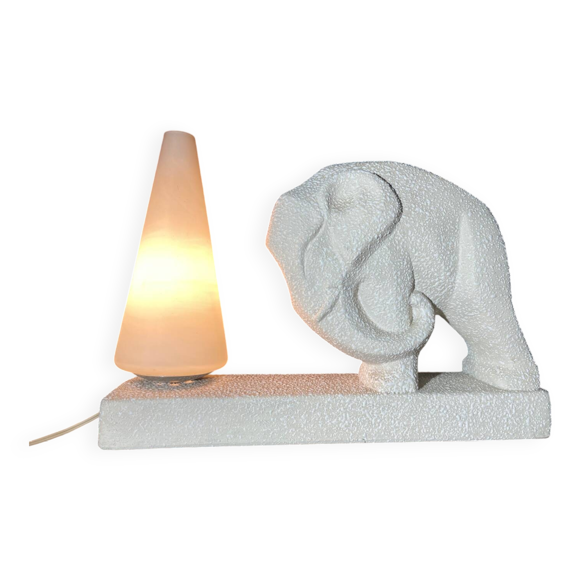 Art Deco Cubist Lamp – Primavera Workshop, Printemps. Vintage design with elephant