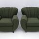 Paire de fauteuils Art Déco en tissu bouclé vert attribués à Guglielmo Ulrich, années 1940