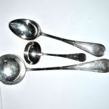 3 cuillères à sauce et louche Rubans croisés nœuds en métal argenté Reneka