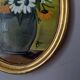 Still life acrylic on panel in a gilded oval frame