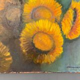 Oil on canvas by o tremoureux tournesols XXeme still life