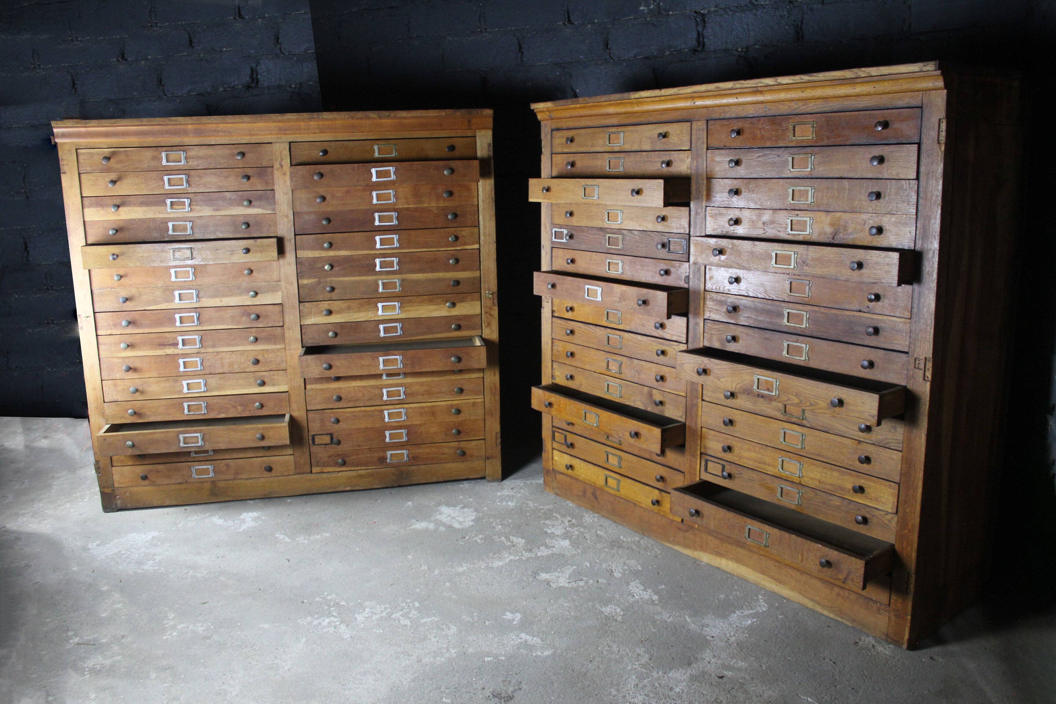 Oak craft cabinet – 60 drawers with label holders