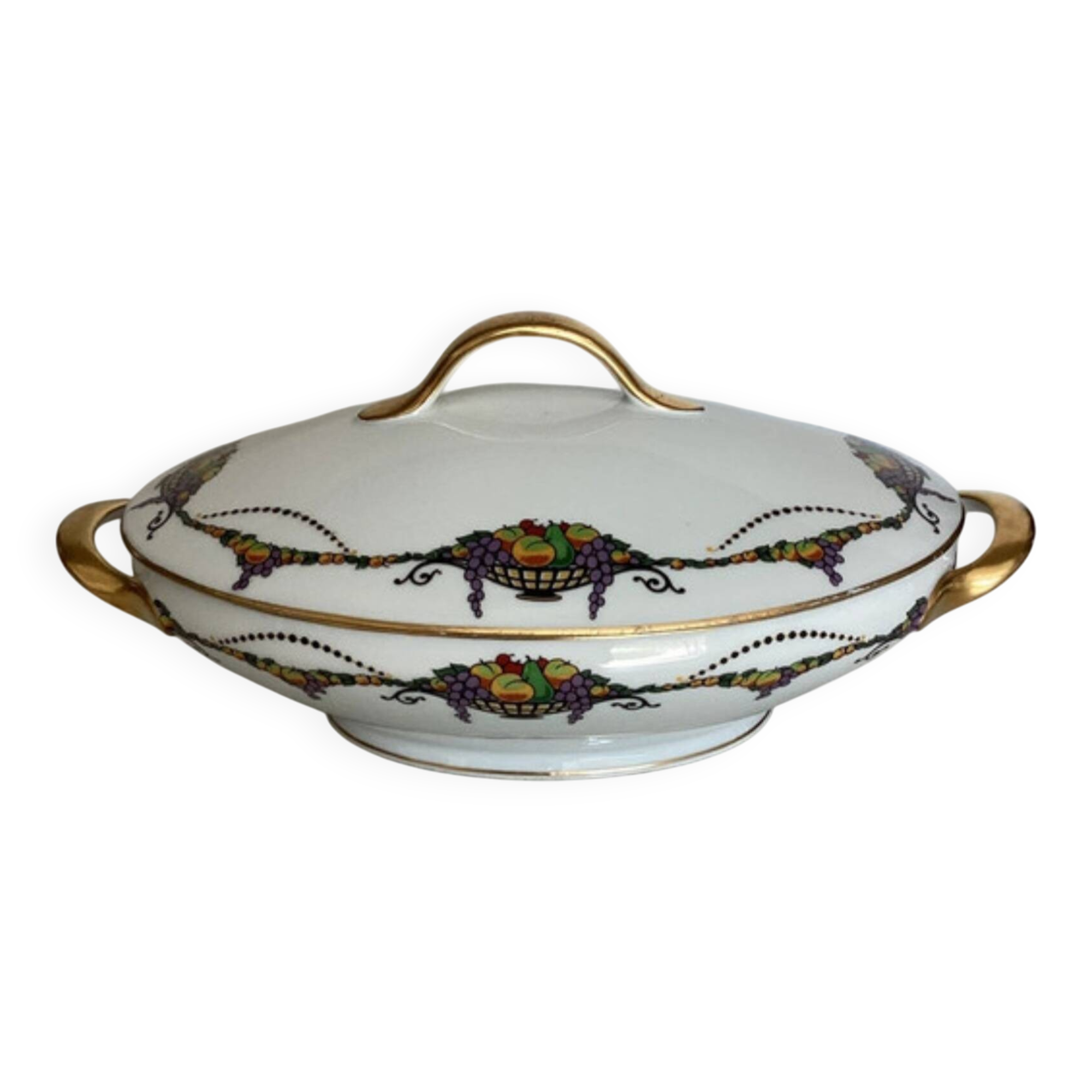Raynaud oval porcelain tureen from Limoges