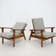 1930s Pair of Antonin Heythum Very Rare Armchairs + Stools, Czechoslovakia