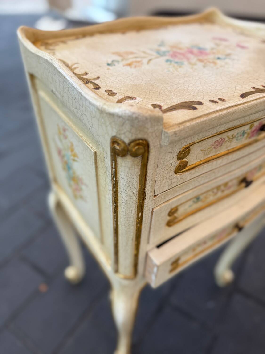 Pair of hand-painted Venetian bedside tables – baroque style